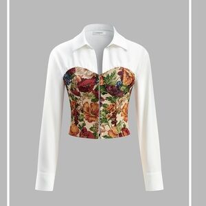 Commense Multicolor Floral Bustier Blouse